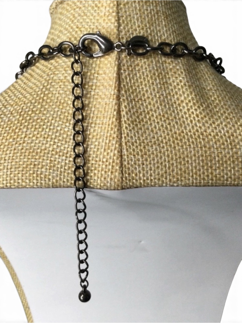 CHICO'S Gunmetal Multi-Layer Oval Crystal Statement Necklace - Picture 9 of 11